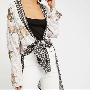 Free People Forget Me Not Mixed-Print Kimono, S